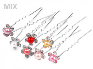 Štrasová vlásenka květ s perlou Ø10 mm