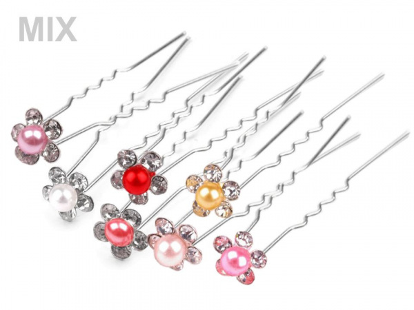 Štrasová vlásenka květ s perlou Ø10 mm