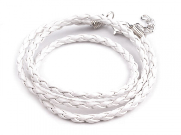 Splétaná šňůrka s karabinkou z eko kůže délka 53 cm