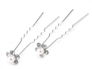 Štrasová vlásenka květ s perlou Ø10 mm