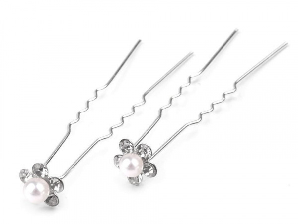 Štrasová vlásenka květ s perlou Ø10 mm