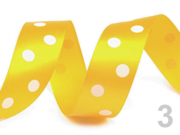 Saténová stuha s puntíky šíře 22 mm