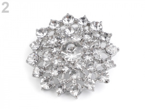 Brož s broušenými kamínky srdce, květ