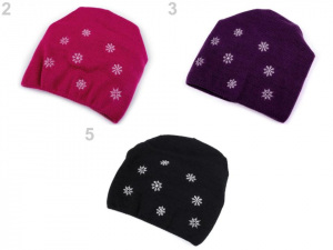 Dívčí zimní čepice s vločkami, svěšená