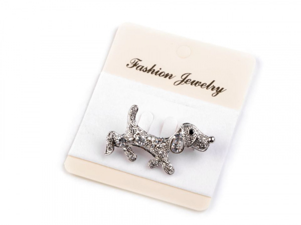 Brož s broušenými kamínky pes