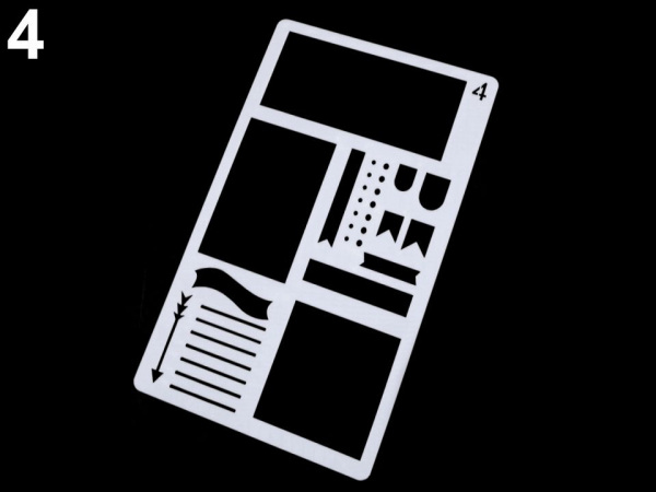 Plastová šablona rámečky, šipky a piktogramy 10x18 cm