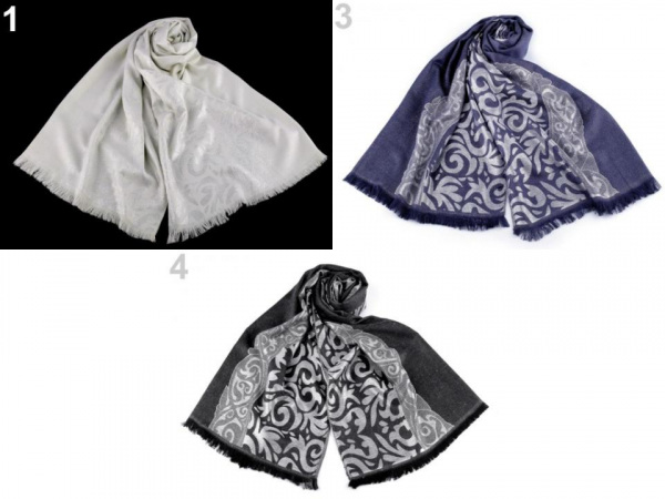 Šála s ornamenty a lurexem 70x180 cm