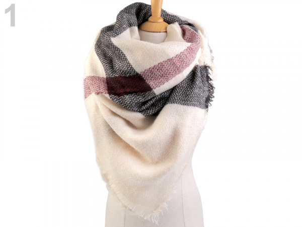 Velký teplý šátek / pléd 135x135 cm