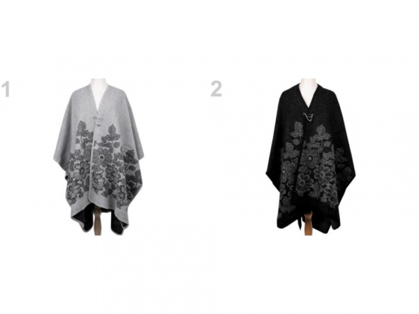 Pončo / pléd s ozdobným spínacím špendlíkem