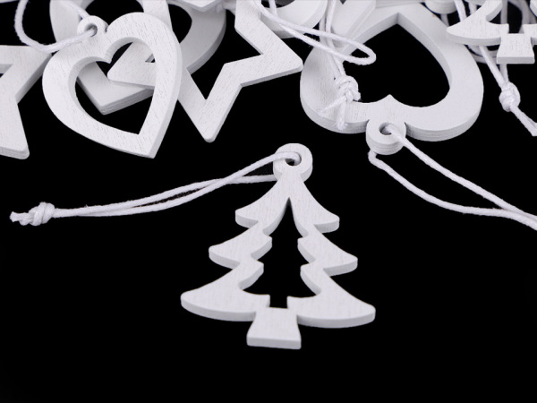 Dřevěná dekorace anděl, hvězda, stromeček, srdce, zvoneček