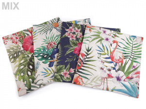 Povlak na polštář plameňák a exotické květy 43x43 cm