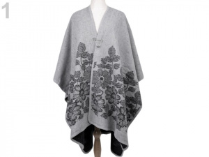 Pončo / pléd s ozdobným spínacím špendlíkem