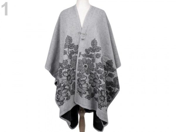 Pončo / pléd s ozdobným spínacím špendlíkem