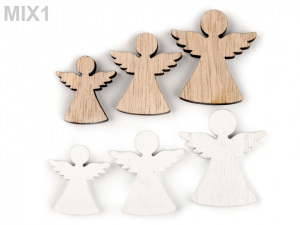 Dřevěná dekorace anděl, hvězda, stromeček, srdce, zvoneček