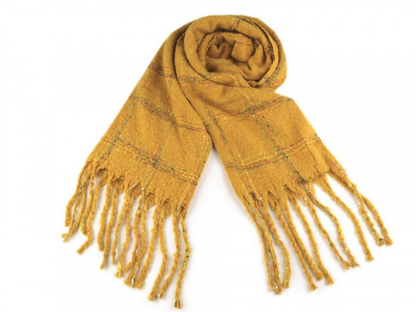 Šála zimní s dredy a flitry 50x200 cm