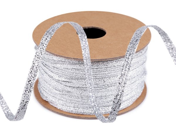 Stuha lurexová / brokátová šíře 3 mm vánoční