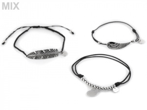 Náramek s pírkem, křídlem, srdcem z nerezové oceli