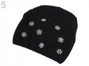 Dívčí zimní čepice s vločkami, svěšená