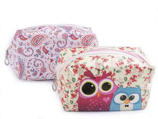 Kosmetická taška paisley, sova 10,5x18 cm