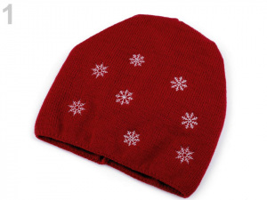 Dívčí zimní čepice s vločkami, svěšená