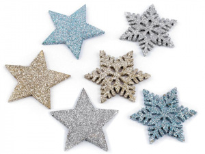 Hvězdy, vločky s glitry velké