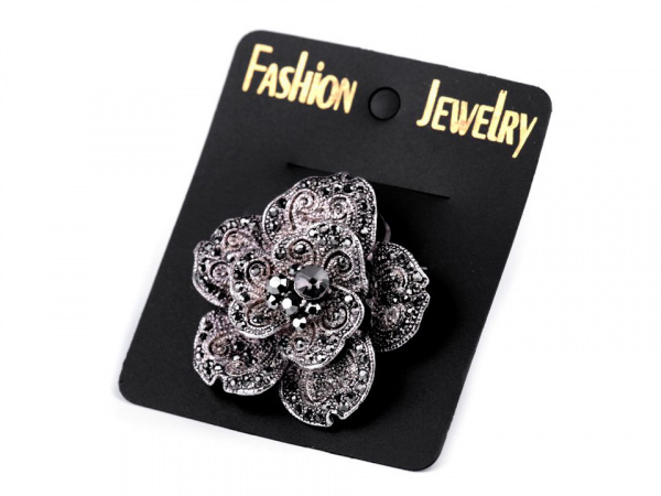 Brož květ a list s broušenými kamínky