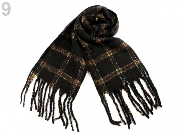 Šála zimní s dredy a flitry 50x200 cm