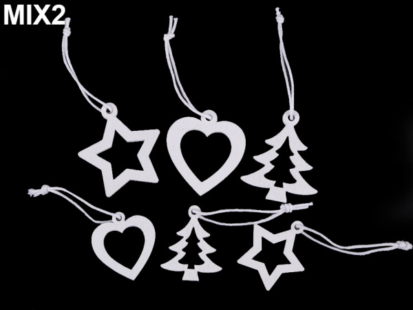 Dřevěná dekorace anděl, hvězda, stromeček, srdce, zvoneček