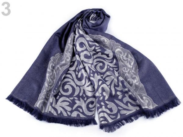 Šála s ornamenty a lurexem 70x180 cm