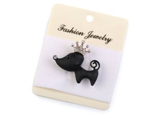 Brož s broušenými kamínky pes, kočky