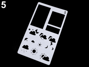 Plastová šablona rámečky, šipky a piktogramy 10x18 cm