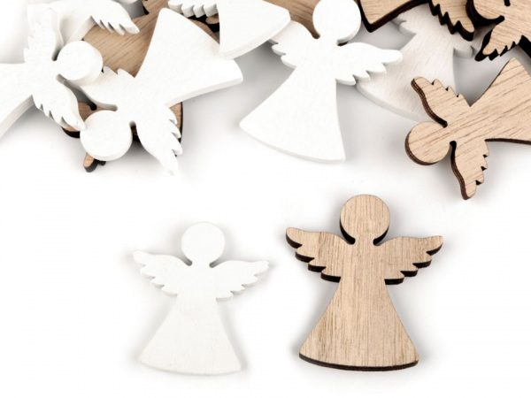 Dřevěná dekorace anděl, hvězda, stromeček, srdce, zvoneček