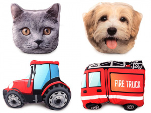 Dekorační polštář s výplní - kočka, pes, kůň, slon, auto, traktor