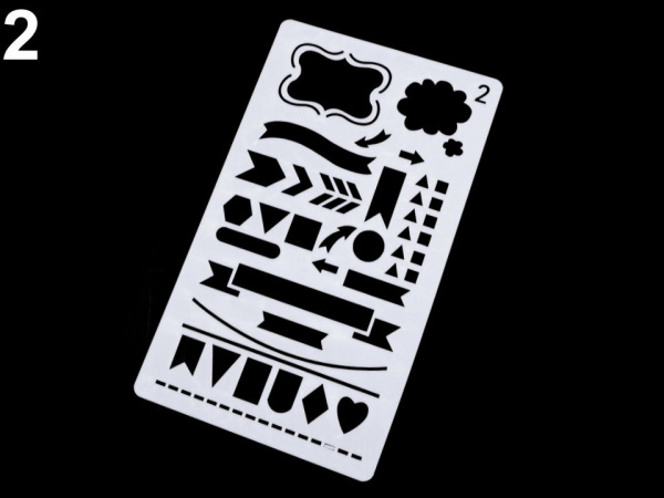 Plastová šablona rámečky, šipky a piktogramy 10x18 cm