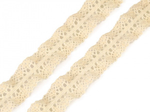 Bavlněná krajka / volánek šíře 23 mm paličkovaná oboustranná elastická
