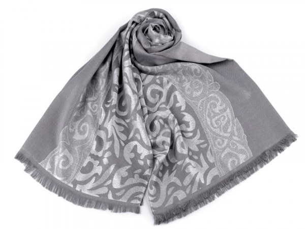 Šála s ornamenty a lurexem 70x180 cm