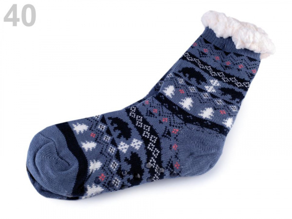 Ponožky zimní s protiskluzem, vlněné
