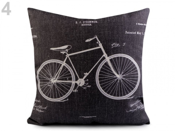 Povlak na polštář retro - kytara, fotoaparát, kolo 43x43 cm