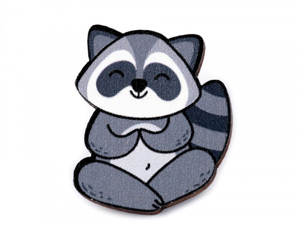 Dřevěná brož liška, pes, lenochod, mýval, jednorožec