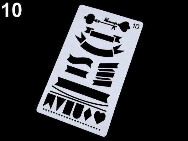 Plastová šablona rámečky, šipky a piktogramy 10x18 cm