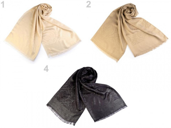 Šála s ornamenty a lurexem 70x180 cm