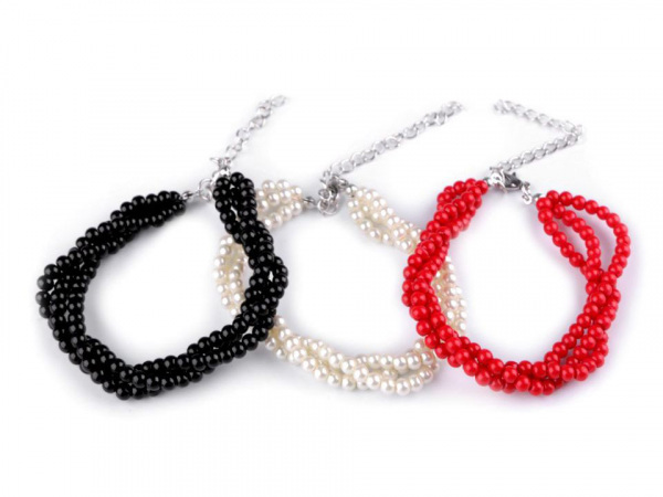 Perlový náramek třířadý