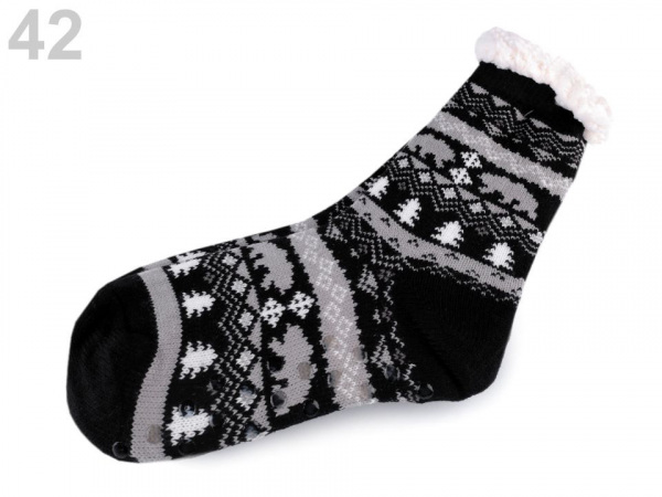 Ponožky zimní s protiskluzem, vlněné