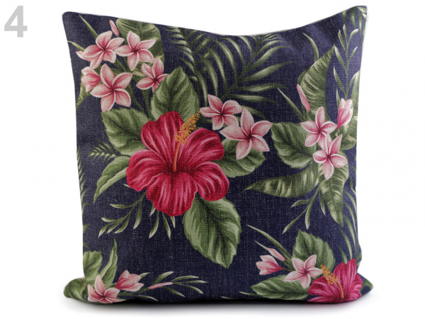 Povlak na polštář plameňák a exotické květy 43x43 cm