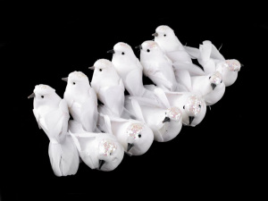 Dekorace ptáček / holubice s glitry