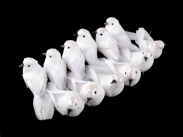 Dekorace ptáček / holubice s glitry