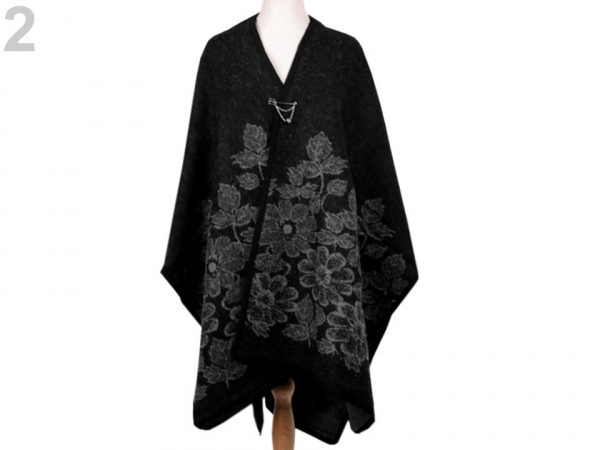 Pončo / pléd s ozdobným spínacím špendlíkem