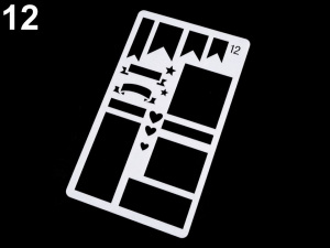 Plastová šablona rámečky, šipky a piktogramy 10x18 cm