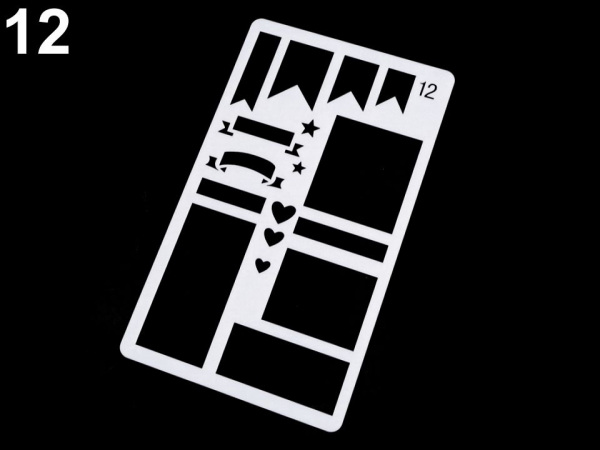 Plastová šablona rámečky, šipky a piktogramy 10x18 cm