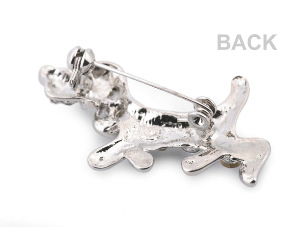 Brož s broušenými kamínky pes